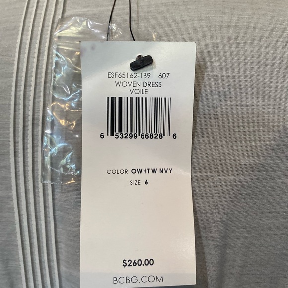 NWT BCBG MAXAZRIA WHITE BLOUSE/BLUE PINSTRIPE SKIRT DRESS, SIZE6 - Picture 11 of 11